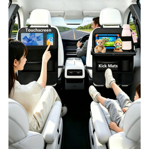 TCJJ Backseat Car Organizer, Car Back Kick Mats Oxford Protector Seat Cover 1