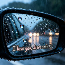 6PCS I Love You Drive Safe Stickers, Waterproof & Reusable Heart Decals for Car Windows & Rearview