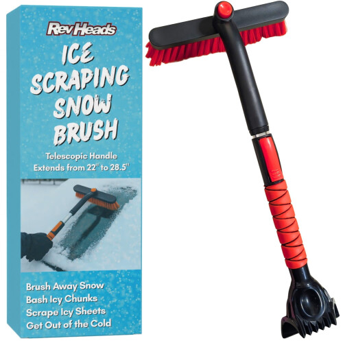 Ice Scraper for Car Windscreen with Snow Brush, 28" Telescopic Handle