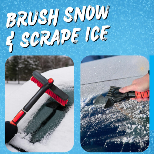 Ice Scraper for Car Windscreen with Snow Brush, 28" Telescopic Handle 1