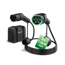 GONEO Type 2 EV Charging Cable 7,2kW 4M, 32A/1-Phase/Mode 3/IP54 Waterproof/with Storage Bag, Fast Type 2 Mennekes Charging Cable for Tesla/BYD/MG/VW