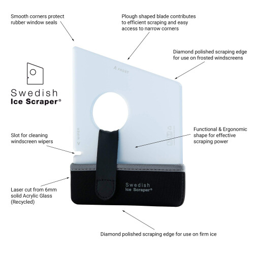 Swedish Ice Scraper - 6mm Ice Blue with Neoprene Holder 2