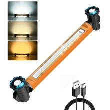 Work Light Bar 3000LM Bright Rechargeable Portable Underhood Light Orange