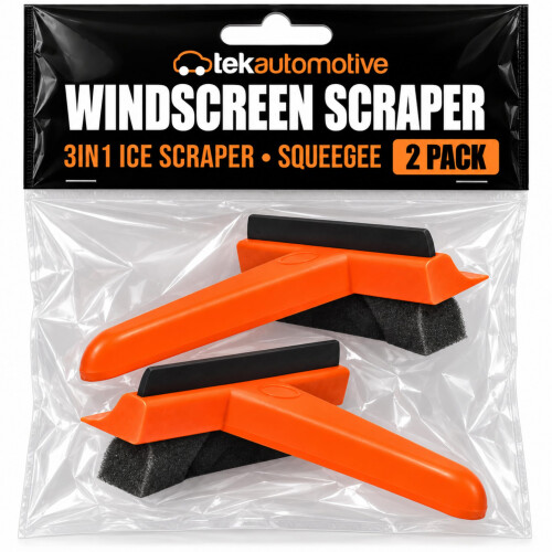 Tek Automotive Ice Scraper for Car Windscreen Twin Pack Windscreen Scraper
