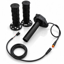 E Bike Full Twist Throttle, Black Grips Waffle Grip Suits 3 Pin SM JST Plug DIY EBike Surron, Motocross 12V,24V,36V.48V, 52V, 60V, 72V