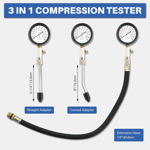 DASBET 8PCS Petrol Engine Cylinder Compression Tester Kit 2