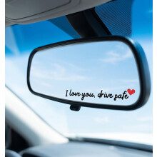 4PCS I Love You Drive Safe Mirror Sticker Black & Red Car Sticker
