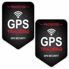 SAFESIGN GPS Tracker Security Warning Stickers (2 Pack) - Black Carbon-Effect Anti-Theft Decals for Bike, Bicycle, Luggage & Car, Weatherproof & UV R