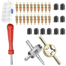 JOYVOX 33-Pcs Tire Valve Repair Kit with Core Remover & Valve Caps – Essential Tool for Cars, Bikes, Motorcycles