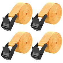 TRIWONDER Tie Down Strap, 25 mm Wide, 200 kg Load Capacity, Adjustable, Rustproof (01# Yellow, 4 Pieces, 3 m)