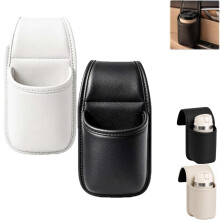 2 Pack Leather Car Door Cup Holder Clip on Extra Large Drink Organizer Car Door Storage Pocket, Anti-Sag Hanging Car Window Water Bottle Holder, Wide