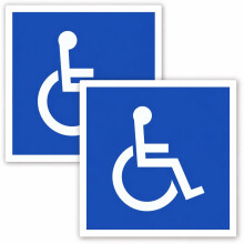 2 x Blue Disabled Badge Window Stickers - Mobility Symbol Decal for Car, Van, Campervan, Caravan & Motorhome, 100 x 100mm