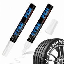 2 Pcs White Car Tyre Pens,Oil Based Paint Marker,Tyre Paint Pens,High Capacity for DIY Tyres,Quick Dry Waterproof Permanent Markers,Fine Tip 3mm,for