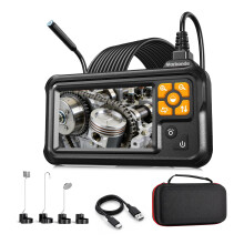 Marbonde Endoscope Camera with Light, 1080P Borescope Inspection Camera with 4.3 Inch Screen, IP67 Waterproof 8mm Probe, 5M Semi-Rigid Cable and EVA