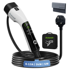 EcolumeX Portable EV Granny Charger Type 2 to 3 Pin Plug UK 16.4ft/5M 3kW