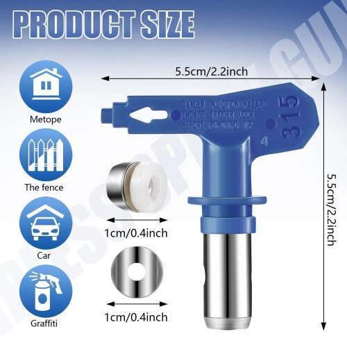 6pcs Airless Paint Sprayer Tips, Reversible Spray Tips with 2pcs Guard Base 1