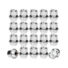 ROJUDAR 20 Pack Professional Wheel Nuts Set for Ford M12x1.5, Aluminum Alloy Steel Hex Wheel Nuts Locking Wheel Nut Bolts Chrome Mild Steel, 19mm Hex