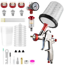 R500 LVLP Air Spray Gun with 10 PCS 650ML Disposable Paint Cups