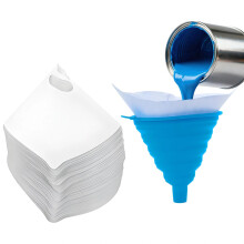 JIUCHAOTONG Paper Paint Filters with Silicone Funnel, 190 Micron Nylon Mesh Cone Strainers, 100 Pcs Resin Filters for Automotive Spray, Art Painting,