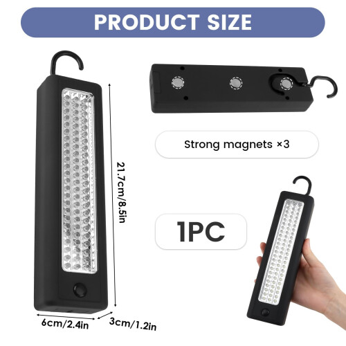 72 LED Ultra Bright Work Light Magnetic Light with Hanging Hook Portable 1