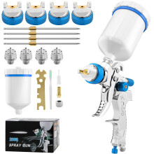 LIKEEM HVLP Paint Spray Gun Kit, Gravity Feed with 4 Nozzles (1.4/1.7/2.0/2.5 mm), 600 ml Cup Adjustable for Car, Furniture, Walls and DIY Projects (
