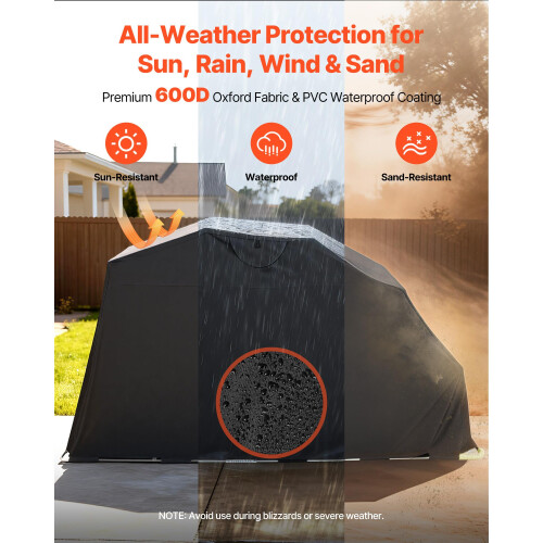 VEVOR VEVOR Motorcycle Storage Shelter with Security Lock, 600D Oxford Flip-Up 2