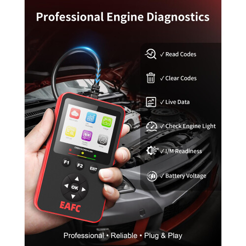 EAFC OBD2 Scanner with Battery Tester & Check Engine Code Reader 1