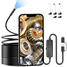 YEKO Endoscope Inspection Camera, 1920P HD Borescope with 8 Adjustable LED Lights, 16.4ft/5M Flexible Snake Inspection Cameras, IP67 Waterproof 7.9mm