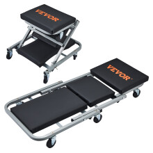 VEVOR Z-Creeper Seat, 2 in 1 Rolling Folding Car Creeper/Stool, 300 lbs Capacity Mechanic Creeper, Low Profile Creeper with 6 pcs Wheels for Garage,