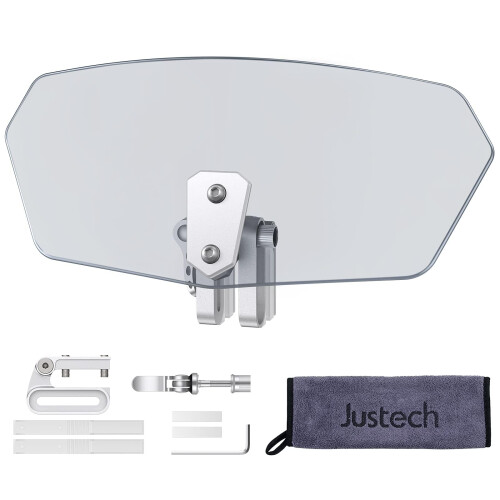 Justech Motorcycle Wind Deflector Adjustable Clip On Windshield Extension