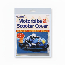 Rysons Motorbike & Scooter Cover - Waterproof PEVA Protective Shield 120 x 220cm - Lightweight Weather Resistant Outdoor Shelter for Motorcycles, Mop