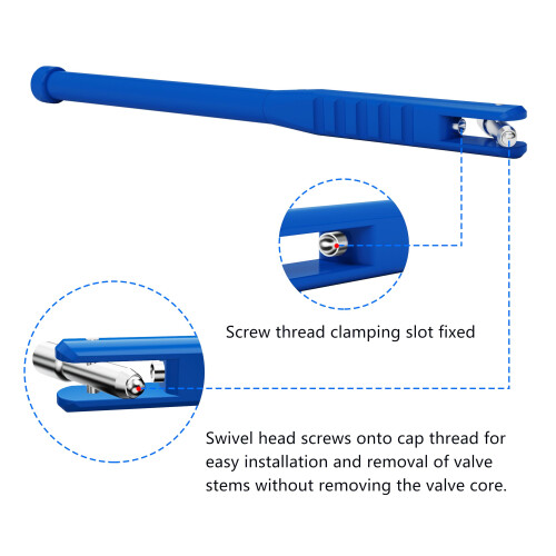 ZERINT HT-241B Tyre Valve Stem Puller Tool with Valve Core Remover Tool, No Scratch Tyre Valve Installation Tool, Blue 2