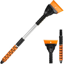 Noosverl 2-in-1 Ice Scraper for Car, Extendable Snow Scraper with Scratch-Free Soft TPU Blade & Shark Teeth, Aviation Aluminum Pole for Car Windscree