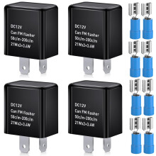 Gebildet 4pcs Universal 12V 2-Pin Flasher Relay, Auto Motorcycle LED Turn Signal Flasher Relay, Speed Adjustable Electronic Turn Signal Hyper Flash I