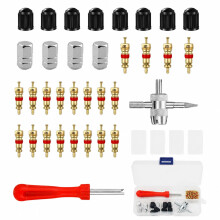 VATRQZMN 34Pcs Tyre Valve Repair Kit, Valve Core Remover Tool Set, Quick Tire Valve Core Replacement Tool for Car and Bike Tyre Repair and Maintenanc