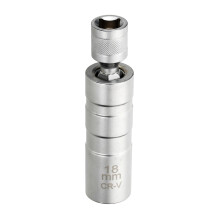 sourcing map Spark Plug Socket Set 3/8" Drive 18mm 12 Point Swivel Silver
