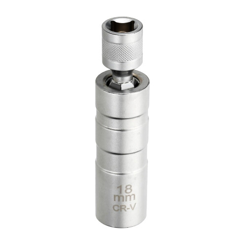 sourcing map Spark Plug Socket Set 3/8" Drive 18mm 12 Point Swivel Silver