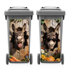 ANATTASOUL 2Pcs Donkey Carrot Animal Wheelie Bin Sticker for Bin Decorative
