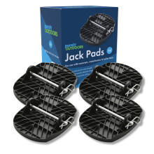 Purely Outdoors Caravan Feet Jack Pads With Metal Pins, Heavy Duty, Recycled Plastic, Prevent Sinking Into Soft Ground, Steady Stabiliser Pads For Ca