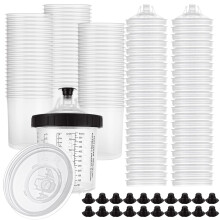 DAJAVE 50 Pcs Paint Mixing Cups for Spray Guns 21oz/600ml Disposable Paint Sprayer Gun Cup Liners and Lid System for Primers, Coatings - with 50 Lids