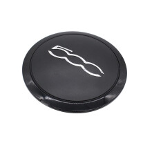 Matte Black Wheel Centre Hub Cap Trim 51907951 for FIAT 500 Wheel Center Cap Replacement Anti-Dust(Black Circle White Letter)