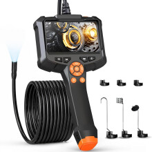 Endoscope inspection Camera, Qimic 4.3" IPS Screen 1080P HD Handheld Borescope Inspection Camera with 8 LED Lights, IP67 Waterproof Endoscope with 16