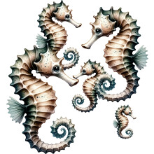 Brown Seahorse Vinyl Decal Stickers Cover Marks Set of 5 Tropical Aquarium