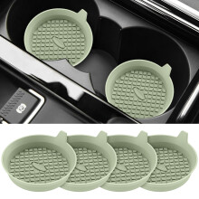 STLIAN Car Cup Holder Coasters 4 Pack, 2.75In Silicone Cups Mats, Automotive Non-Slip Recessed Interior Accessories Desert Sage