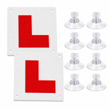 2 Pack Magnetic L Plates for Car UK with 8 Suction Cups, Reflective Learner Plates Magnetic for Car Window, Reusable Waterproof L Plates Magnetic for