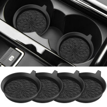 STLIAN Car Cup Coasters, 2.75In Silicone Cars Cup Mats, Non-Slip Recessed Interior Accessories, Cup Holder Inserts 4 Pack - Black