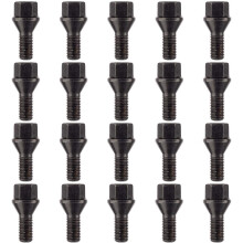 Ellis Excellence Set of 20 Alloy Wheel Bolts, M12 x 1.5, Tapered Seat, 26mm Thread, Compatible With Pre 2012 BMW Cars (Black)