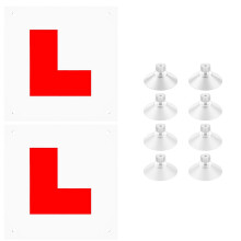 ZPSCXQ L Plates, 2 Pack L Plates for Car UK with 8 Suction Cups, Reflective Learner Plates for Night Driving, Easy to Install and Remove, 18.5x18.5 C