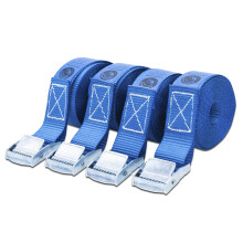 Bison Gear Cam Buckle Tie Down Straps 4m x 25mm, 250kg Break Strength, 4 Pack, UV Resistant Roof Rack Lashing, Blue