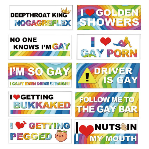 10 Pcs Bumper Decals Rainbow Funny Car Stickers
